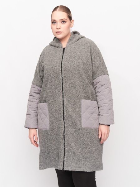 Пальто комбинированное ZPL10533ROL23 больших размеров для женщин плюс сайз