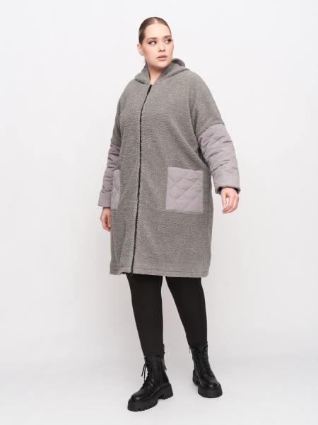 Пальто комбинированное ZPL10533ROL23 больших размеров для женщин плюс сайз