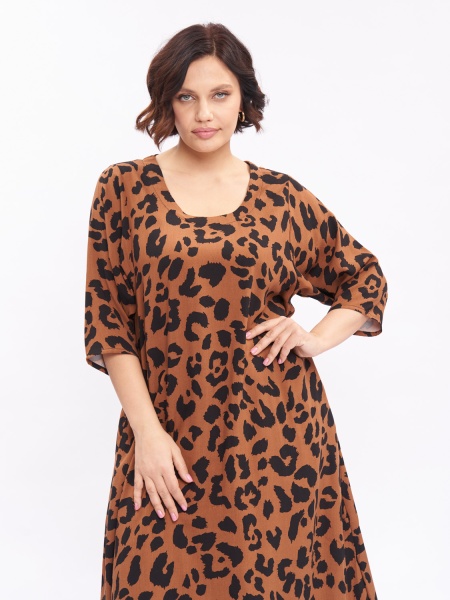 Платье леопардовое PP01004LEO21 больших размеров для женщин плюс сайз