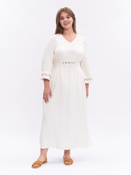 Платье в стиле бохо с вышивкой PP32348WHT04 больших размеров для женщин плюс сайз