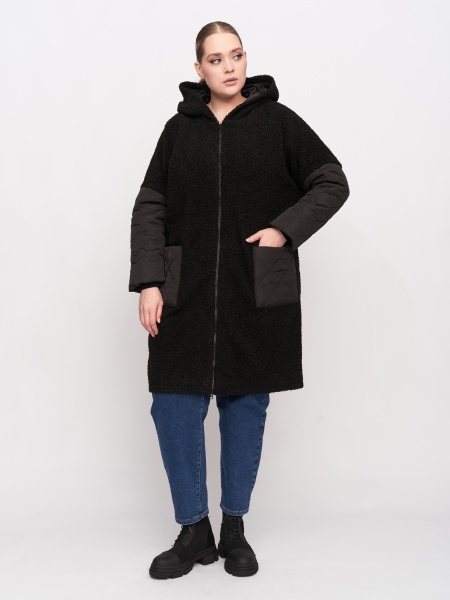Пальто комбинированное ZPL10533ROL01 больших размеров для женщин плюс сайз